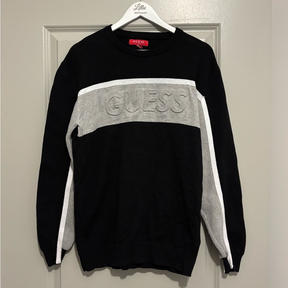 GUESS Men's Sweater in Black and Gray